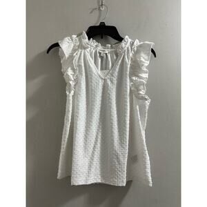 J.Crew Factory Ruffle-sleeve clip-dot top Size S